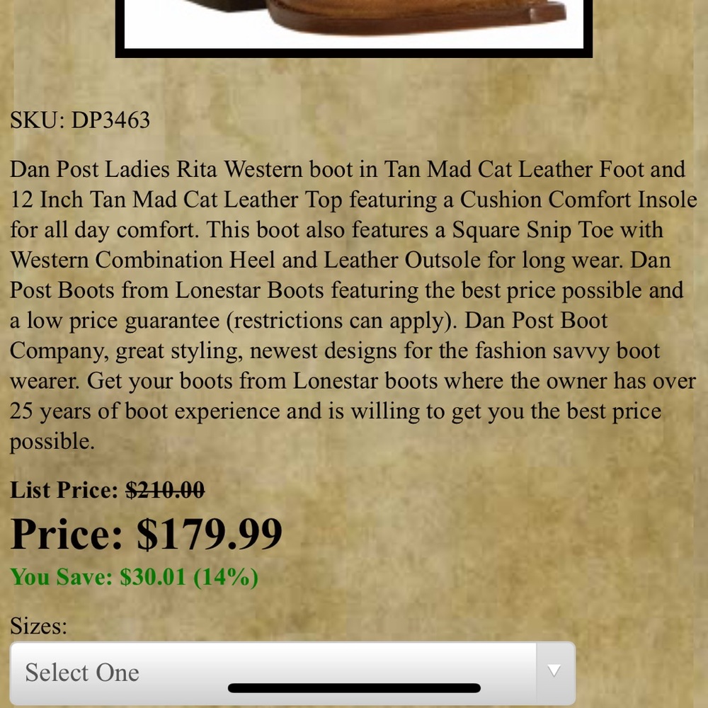 Dan Post Ladies Rita Collection Boot - Size 7 - Picture 8 of 8
